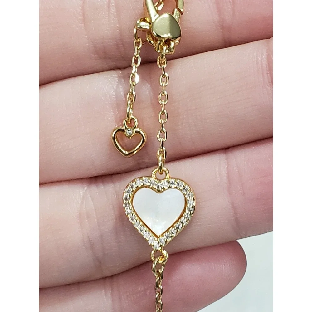 kate spade heart bracelet dainty gold tone mother of pearl line - Picture 4 of 4